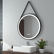 EMKE - EMKE Miroir lumineux salle de bain rond diamètre 70cm cadre noir, Sangle réglable, Miroir LED, Interrupteur Tactile, Anti-buée, 3 couleurs Lumières - vignette
