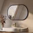 EMKE - EMKE Miroir mural 60 × 100 cm Miroir ovale avec cadre noir, Miroir non lumineux salle de bain - vignette