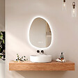 EMKE - EMKE Miroir salle de bain avec éclairage, Miroir asymétrique LED, anti-buée, interrupteur tactile, 3 couleurs de lumière réglable, 65 x 45 cm - vignette