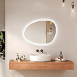 EMKE - EMKE Miroir salle de bain avec éclairage, Miroir asymétrique LED, anti-buée, interrupteur tactile, 3 couleurs de lumière réglable, 65 x 45 cm - vignette