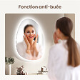 EMKE - EMKE Miroir salle de bain avec éclairage, Miroir asymétrique LED, anti-buée, interrupteur tactile, 3 couleurs de lumière réglable, 65 x 45 cm - vignette