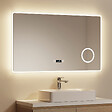 EMKE - EMKE Miroir lumineux salle de bain 100x60cm, Miroir LED avec Interrupteur Tactile, 3x Grossissement, Horloge, Lumière Blanche Froide/Chaude/Neutre - vignette