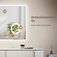 EMKE - EMKE Miroir lumineux salle de bain 100x60cm, Miroir LED avec Interrupteur Tactile, 3x Grossissement, Horloge, Lumière Blanche Froide/Chaude/Neutre - vignette