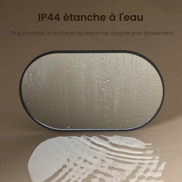 EMKE - EMKE Miroir mural 50 × 70 cm Miroir ovale avec cadre noir, Miroir non lumineux salle de bain - large
