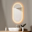 EMKE - EMKE Miroir led salle de bain 50 × 90 cm Miroir salle de bain lumineux avec 3 Couleurs de lumière réglables+Anti-buée, Économie d'énergie miroir led - vignette