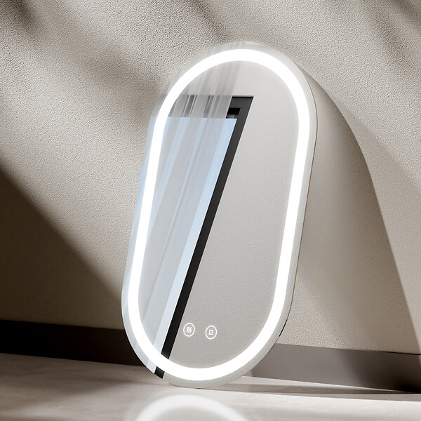EMKE - EMKE Miroir led salle de bain 50 × 90 cm Miroir salle de bain lumineux avec 3 Couleurs de lumière réglables+Anti-buée, Économie d'énergie miroir led - large