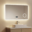 EMKE - EMKE Miroir lumineux salle de bain 100x60cm, Miroir LED avec Interrupteur Tactile, Anti-buée, Horloge, 3x Grossissement, Bluetooth, 3 couleurs de Lumières - vignette