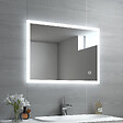 EMKE - EMKE Miroir lumineux salle de bain 80x60cm, Miroir avec l'éclairage, Interrupteur Tactile, Anti-buée, Miroir LED avec 3 couleurs de Lumières - vignette