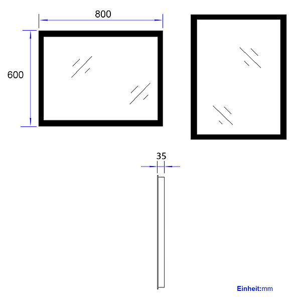 EMKE - EMKE Miroir lumineux salle de bain 80x60cm, Miroir avec l'éclairage, Interrupteur Tactile, Anti-buée, Miroir LED avec 3 couleurs de Lumières - large