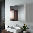 EMKE - EMKE Armoires de toilette 75x65cm Blanche Armoire Salle de Bain en Miroir Double Face - vignette