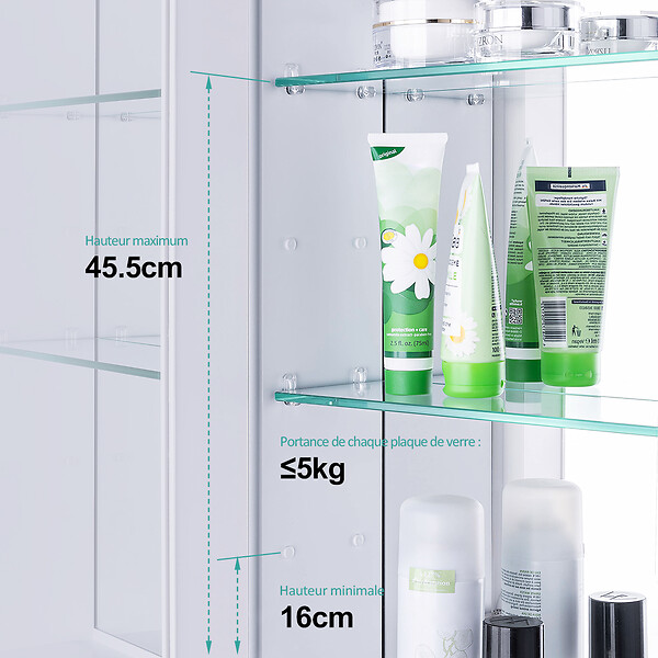EMKE - EMKE Armoires de toilette 75x65cm Blanche Armoire Salle de Bain en Miroir Double Face - large