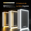 EMKE - EMKE Armoire de Toilette avec Éclairage 50x70cm, Armoire de Salle de Bains avec 3 Couleurs de Lumière, Réglable, Anti-Buée, Prise de Courant - vignette