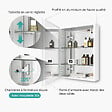 EMKE - EMKE Armoires de toilette 50x65cm Blanche Armoire Salle de Bain en Miroir Double Face - vignette