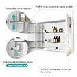 EMKE - EMKE Armoires de toilette 85x65cm Blanche Armoire Salle de Bain en Miroir Double Face - vignette