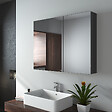 EMKE - EMKE Armoires de toilette 85x65cm Noir Armoire Salle de Bain en Miroir Double Face - vignette