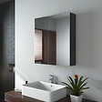 EMKE - EMKE Armoires de toilette 60x65cm Noir Armoire Salle de Bain en Miroir Double Face - vignette