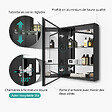 EMKE - EMKE Armoires de toilette 50x65cm Noir Armoire Salle de Bain en Miroir Double Face - vignette