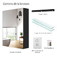 EMKE - EMKE Armoires de toilette 50x65cm Noir Armoire Salle de Bain en Miroir Double Face - vignette
