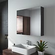 EMKE - EMKE Armoires de toilette 75x65cm Noir Armoire Salle de Bain en Miroir Double Face - vignette