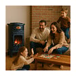SAHARA - Poêle à gaz 3,4KW Fonte Véritable – Chauffage d'appoint Design Bleu Saphir Mat - Effet feu de bois, sur roues Provence Sahara - vignette