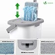 VOUNOT - Balai microfibre et Seau Essoreur avec 6 serpillères Réutilisables Balai Plat Double compartiment blanc - vignette