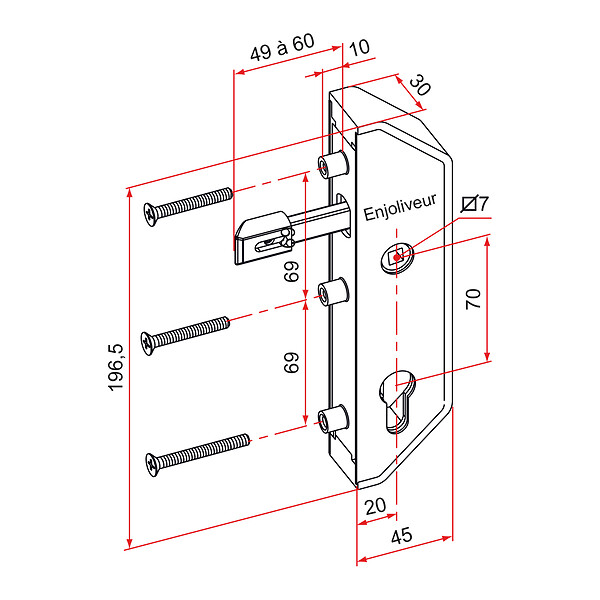 TIRARD - Serrure en retrait GJ pour cadre 30x30mm finition blanc - TIRARD - GJ791301 - large