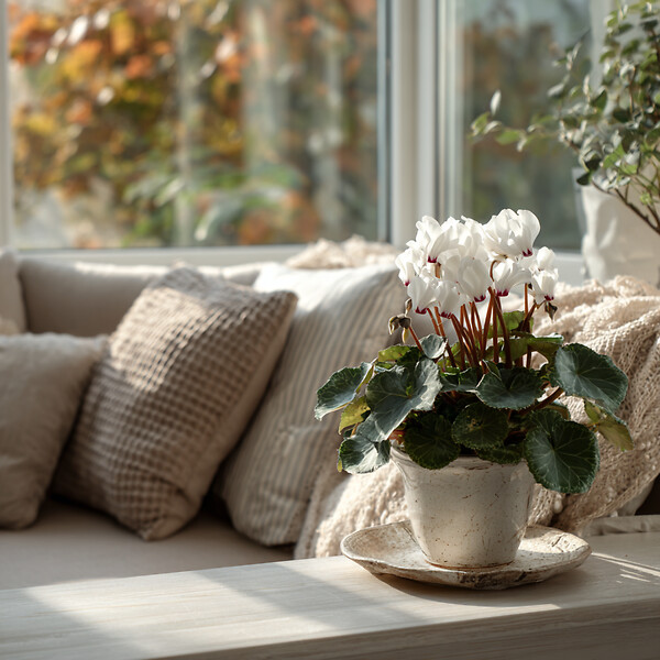 PLANT IN A BOX - Cyclamen de Perse - Set de 3 - Cyclamen 'Metis White' - Hauteur 10-20cm - ⌀9cm - large