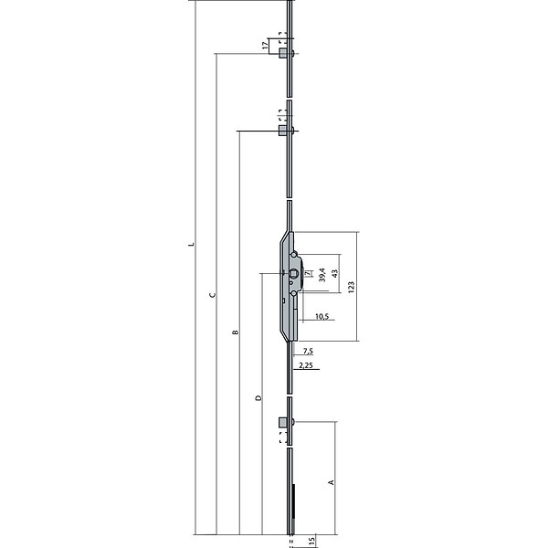 FERCO - Crémone bidirectionnelle FERCO F75 ajustable G204650601 - large