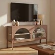 OVIALA - Meuble TV moderne 2 portes L115 cm en métal marron - Dreamy - vignette