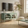 OVIALA - Meuble TV moderne 2 portes L115 cm en métal vert sauge - Dreamy - vignette