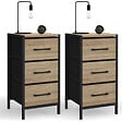 ID MARKET - Lot de 2 tables de chevet UTAH 3 tiroirs - vignette