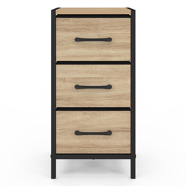 ID MARKET - Lot de 2 tables de chevet UTAH 3 tiroirs - large