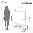 VOUNOT - Portant a Vetements double avec roulettes et 2 etageres de rangement 120x40x146cm metal Blanc - vignette
