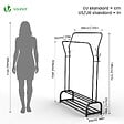 VOUNOT - Portant a vetement double avec 2 niveaux etageres chaussures 4 Crochets Lateraux 110x35x146cm metal Noir - vignette