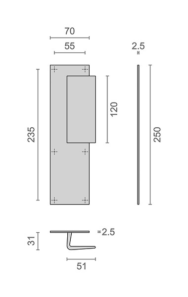 HERACLES - Poignée palière aluminium type Bastille 70x250mm champagne bec de cane - HERACLES - I-231102 - large
