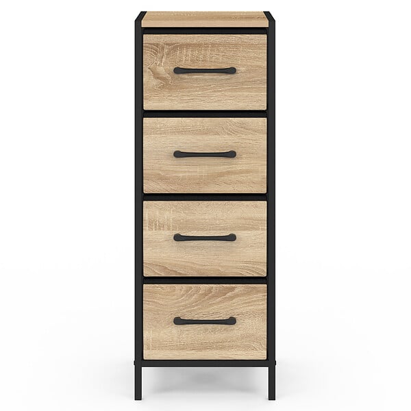 ID MARKET - Meuble d'appoint 4 tiroirs UTAH 30x30x80 cm chiffonnier pour entrée salle de bain design industriel - large