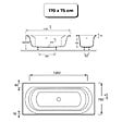 JACOB DELAFON - Pack baignoire droite 170 x 75 Elise + pare bain chromé + vidage - vignette