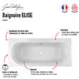 JACOB DELAFON - Pack baignoire 170 x 75 Elise + tablier angle + mitigeur bain douche mural Aimé chromé + pare bain chromé + vidage - vignette