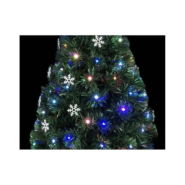 FEERIC LIGHTS & CHRISTMAS - Sapin de Noël lumineux Fibre Optique 18 Flocons 136 LED H 120 cm - large