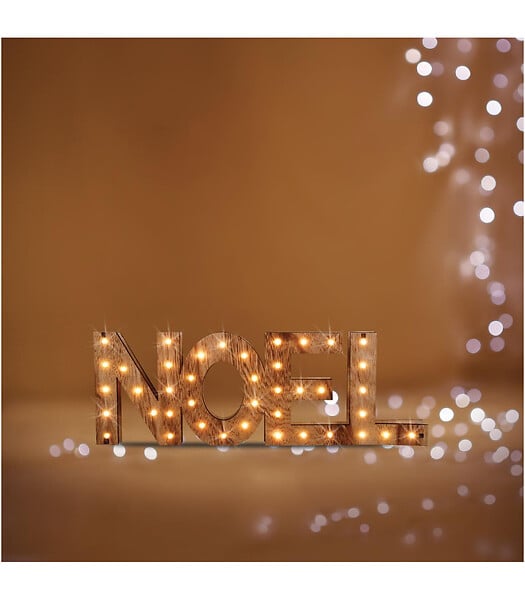 FEERIC LIGHTS & CHRISTMAS - Déco de Noël en Bois lumineux 41 LED Blanc chaud 44 x 15 cm - large
