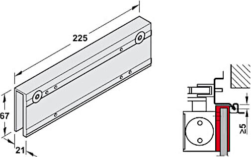 GEZE - Support pour porte en verre série TS 2000 finition argent - GEZE - 055 773 - large