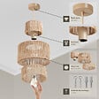 TECTAKE - Suspension ALLEGRA en jute au style bohème 40W marron naturel - vignette