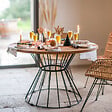 M.CEZARE - Table Paul - 4 à 6 places - 79 x 120 x 120 cm - metal & teck - bois & noir - vignette