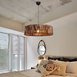 ENTREPOT BRICO - Suspension luminaire plafonnier avec abat-jour marron 55x20cm - vignette