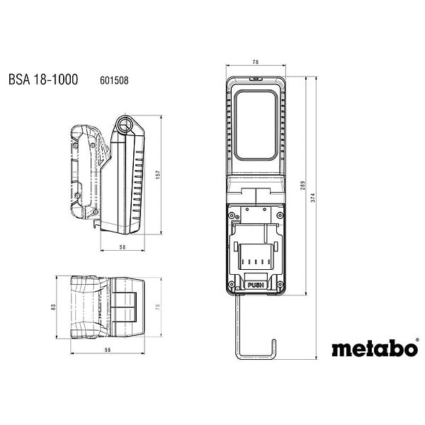 METABO - Lampe de chantier BSA 18 1000 - Pick+Mix (sans batterie ni chargeur)en carton - large