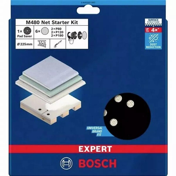 BOSCH - Lot de 6 disques abrasifs BOSCH EXPERT M480 2608901667 - Ø225mm - G80 à G180 - large