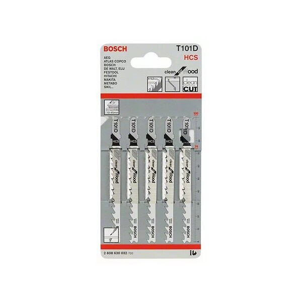 BOSCH - Lot de 5 lames de scie sauteuse T 101 D BOSCH 2608630032 pour bois - large