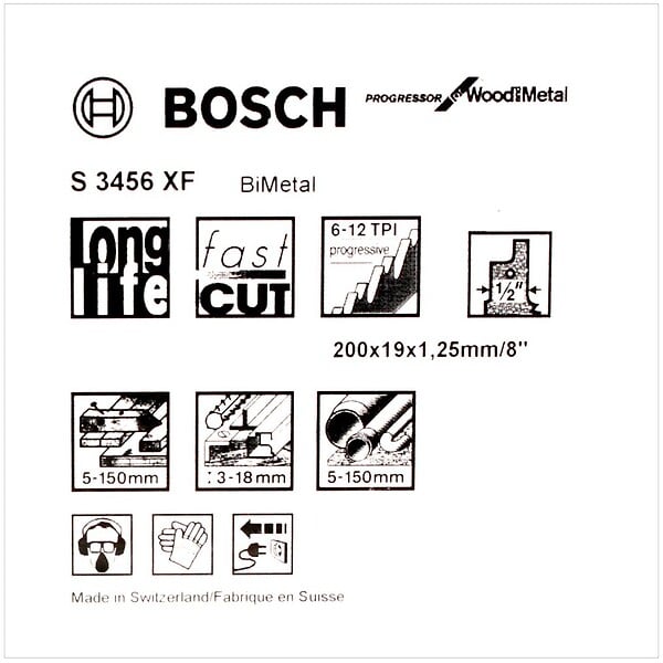 BOSCH - Lot de 5 lames de scie sabre S 3456 XF BOSCH 2608654406 pour bois et métal - large