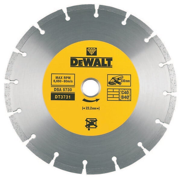 DEWALT - Disque fritté segmenté Ø230x22,2mm DEWALT DT3731-QZ pour matériaux de construction/béton - large