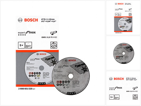 BOSCH - 5 Disques à Tronçonner BOSCH 76 mm Expert for Inox pour Meuleuse d'angle GWS 10,8-76 V-EC - large